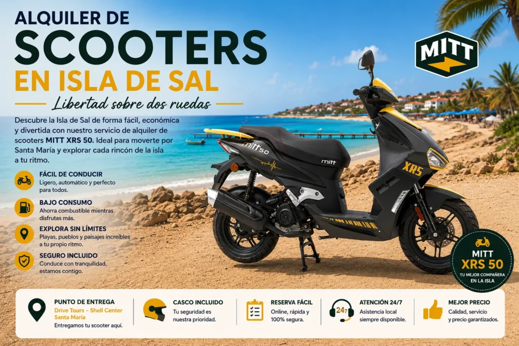 alquiler de escoter 50cc isla de sal cabo verde